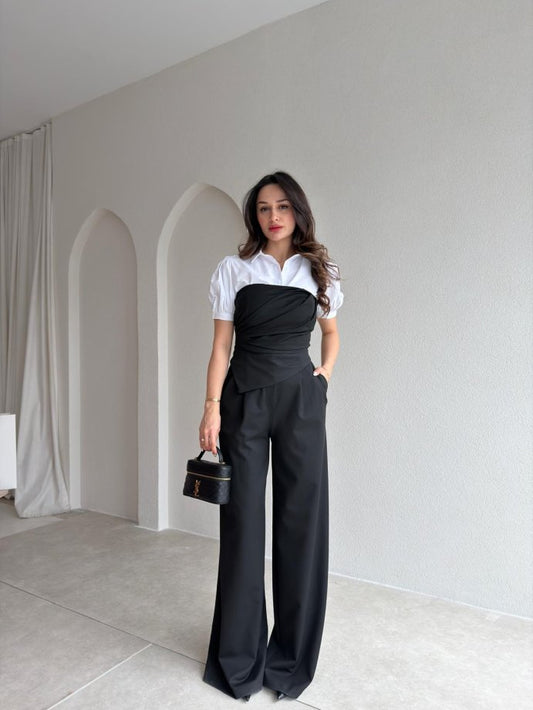 Strapless Draped Two-Piece Set