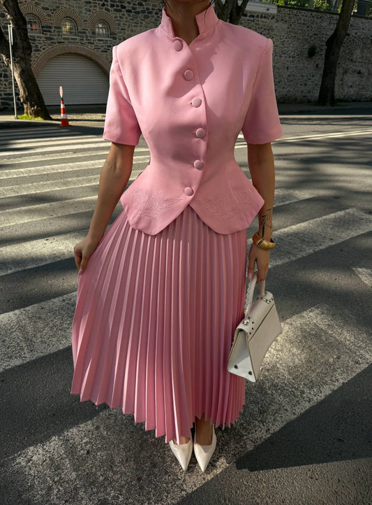 Pink Pleated Set