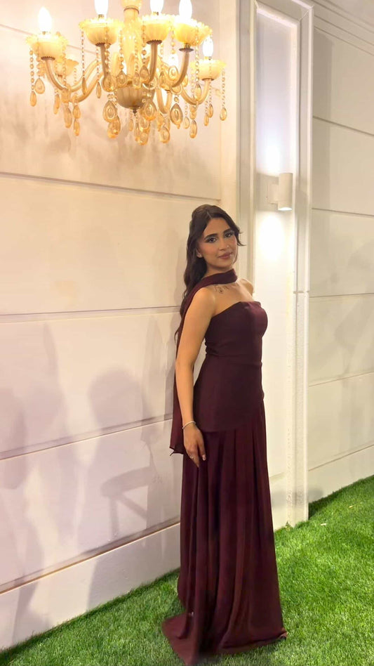 Luna Chiffon Evening with Scarf Purple Dress