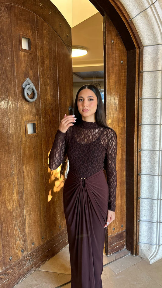 Espresso Lace Two-Piece Set