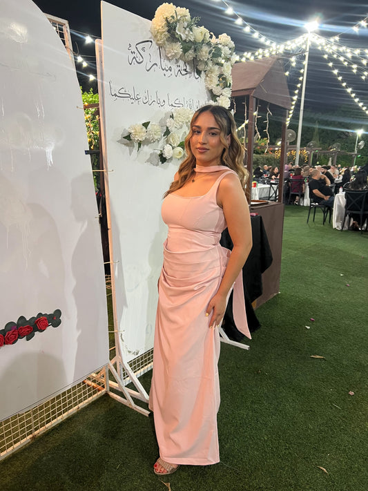Pink Piran Long with Back Buckle and Scarf Dress