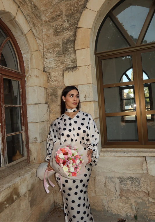 The Polka Ecru Maxi Dress