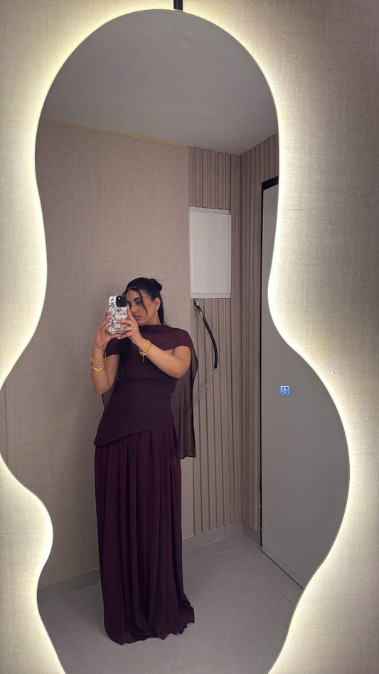 Luna Chiffon Evening with Scarf Purple Dress