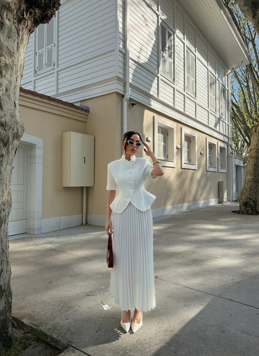 White Pleated Set