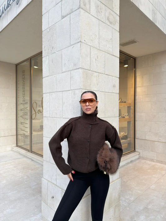 كارديجان محبوك بياقة واقفة