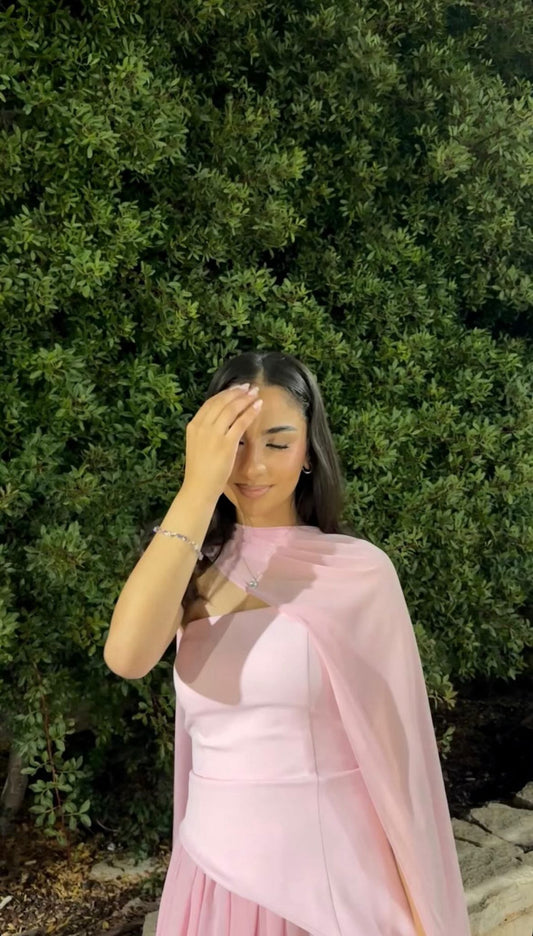 Luna Chiffon Evening with Scarf Pink Dress