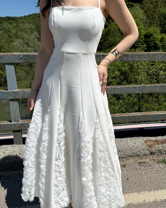 White Strap with Rose Dress