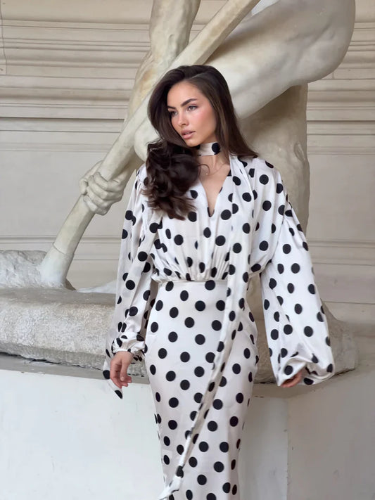 The Polka Ecru Maxi Dress