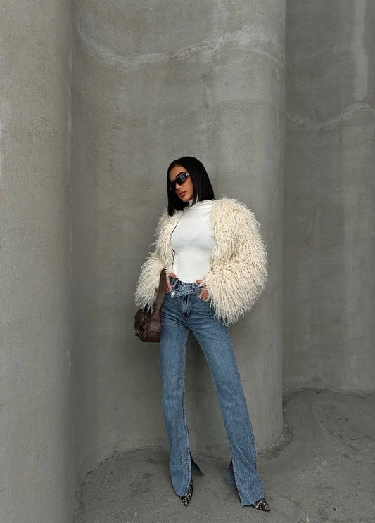 Double breasted high waist wide leg jeans