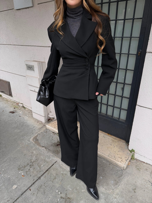 Black 4-Button Side Suit