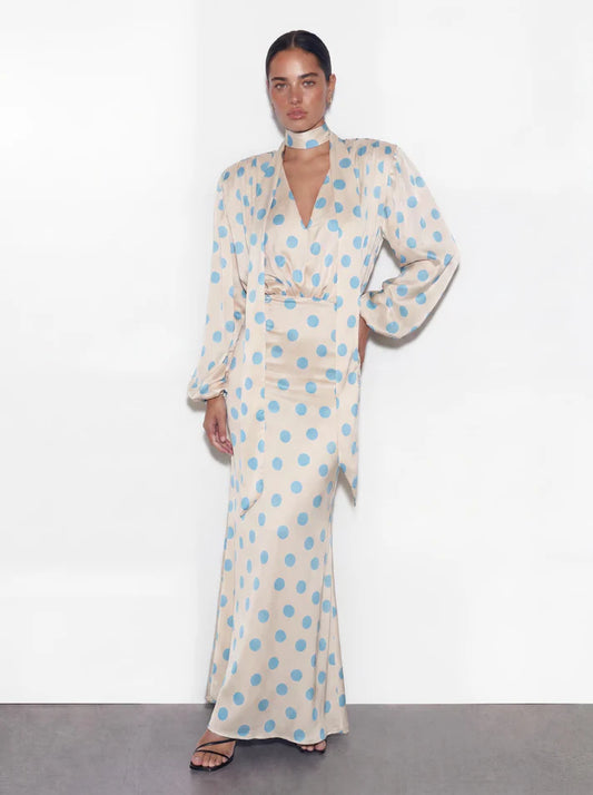 The Polka Baby Blue Maxi Dress