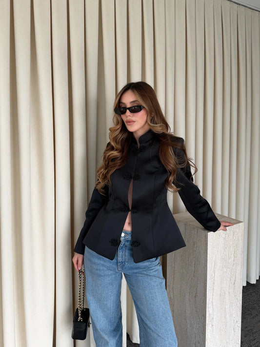 Black Napoleon Satin Jacket