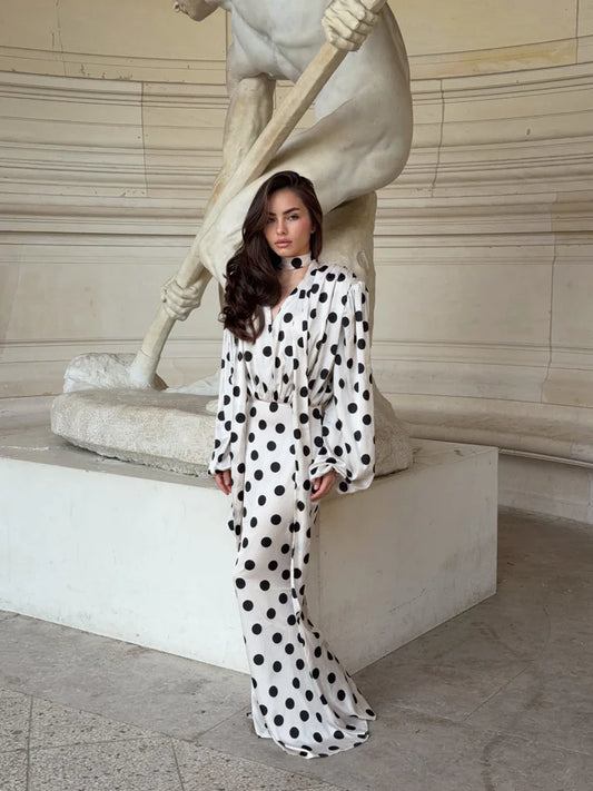 The Polka Ecru Maxi Dress