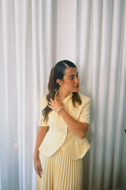 Butter Yellow Pleated Set