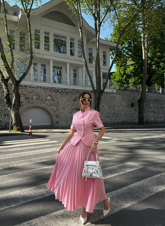 Pink Pleated Set
