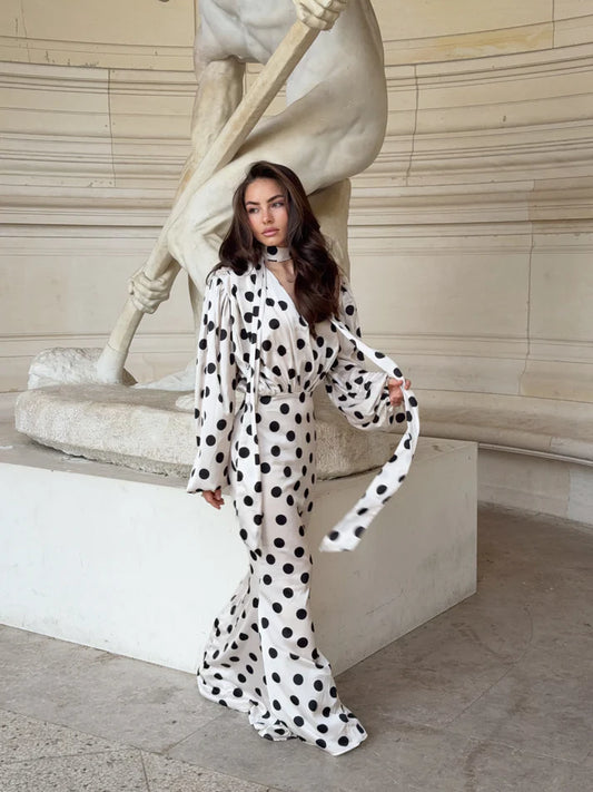The Polka Ecru Maxi Dress