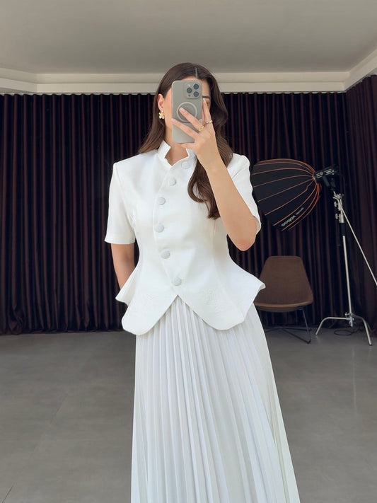 White Pleated Set