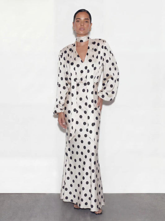 The Polka Ecru Maxi Dress
