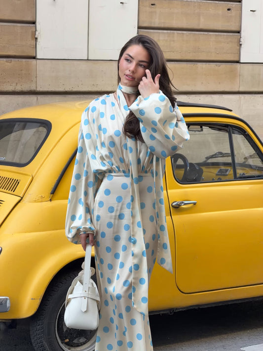 The Polka Baby Blue Maxi Dress