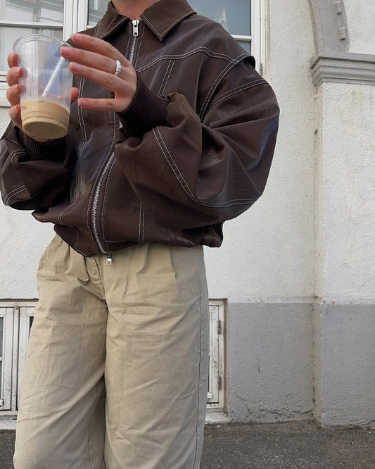 ARVERNA Oversized Contrast Brown Jacket