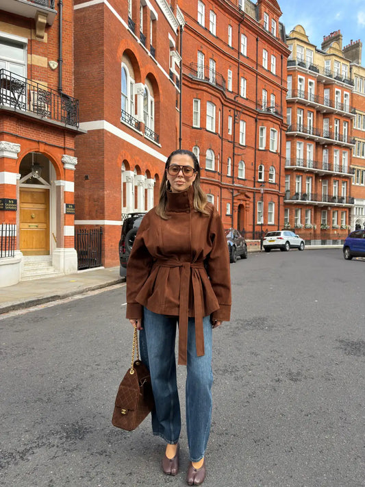 Cinched Waist Suede Jacket