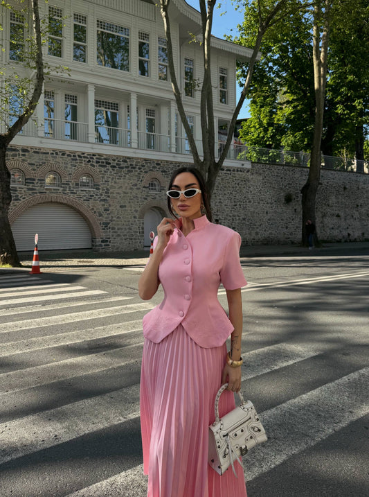 Pink Pleated Set