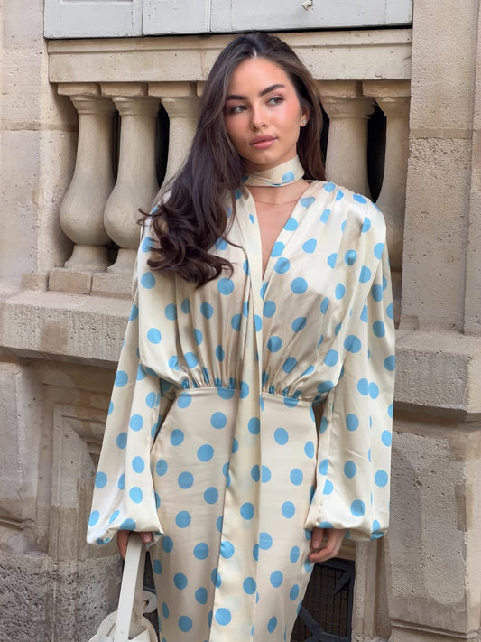 The Polka Baby Blue Maxi Dress