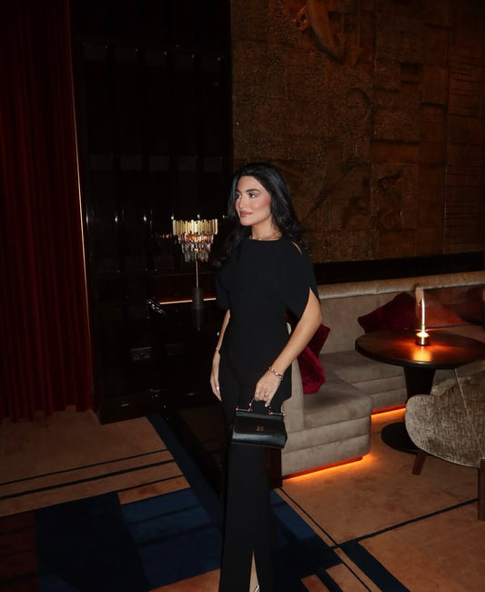 Balloon Sleeve Black Blouse