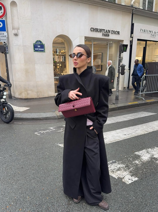 STAND-UP COLLAR WAIST SITTING PADDED MAXI CACHET COAT