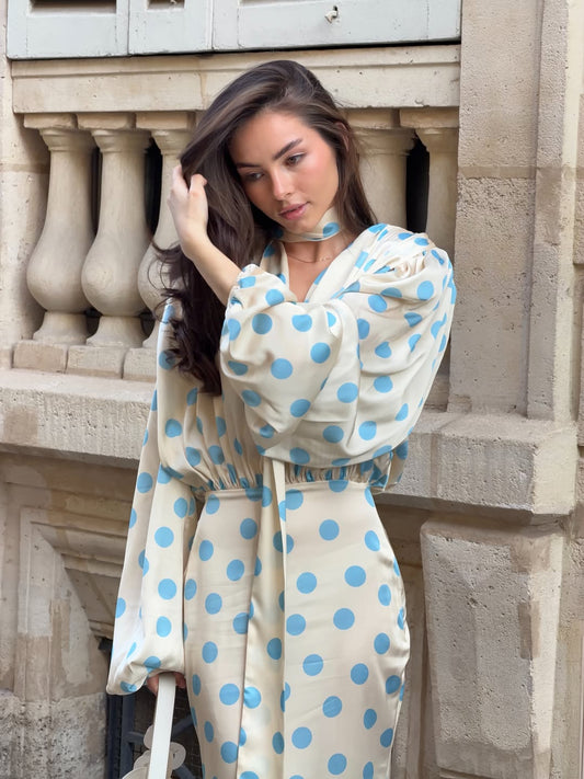 The Polka Baby Blue Maxi Dress