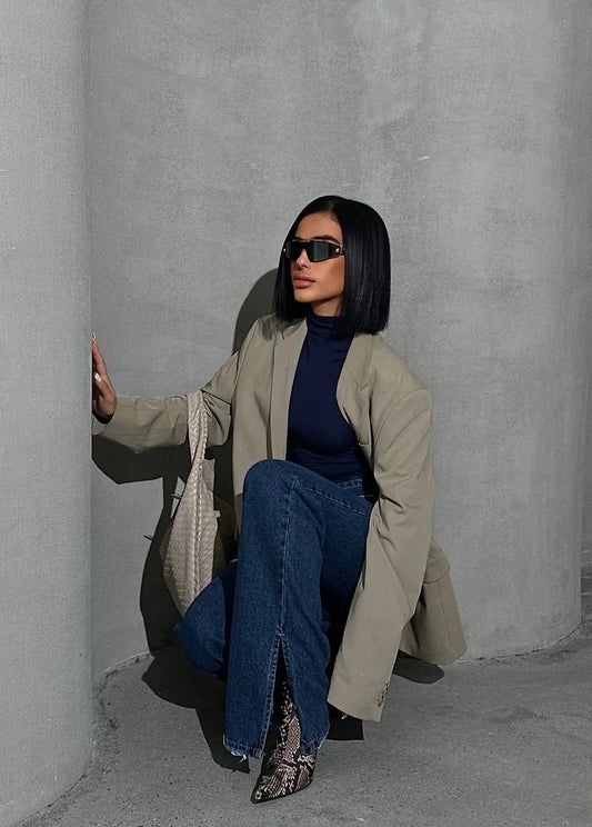 Double breasted high waist wide leg jeans