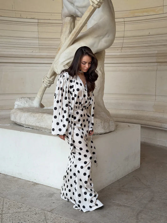 The Polka Ecru Maxi Dress