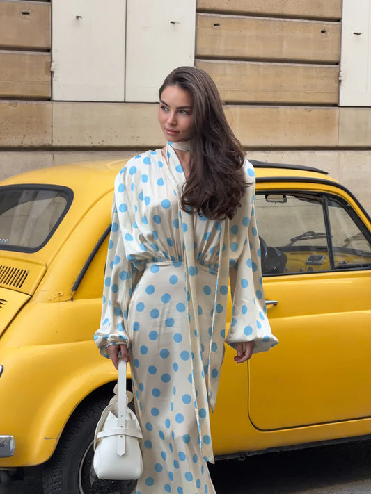 The Polka Baby Blue Maxi Dress