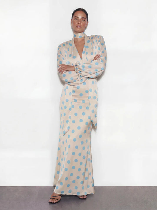 The Polka Baby Blue Maxi Dress