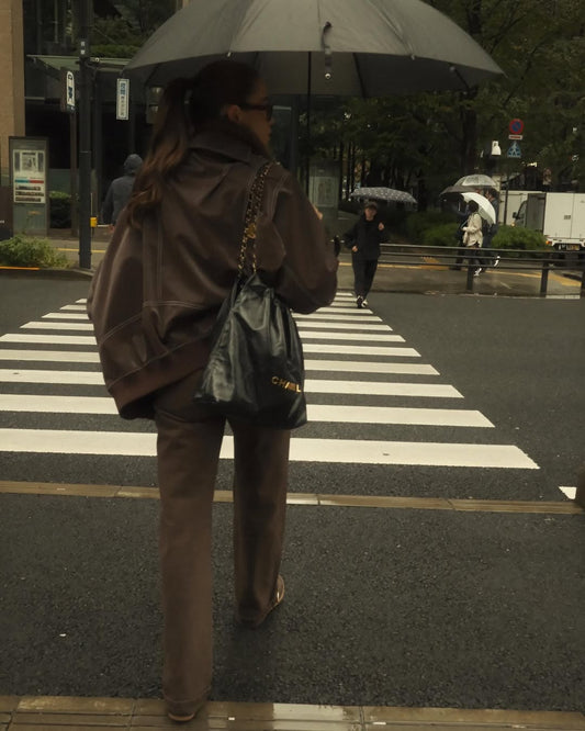ARVERNA Oversized Contrast Brown Jacket