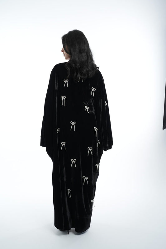 Elegant Black with Bow Accents Abaya