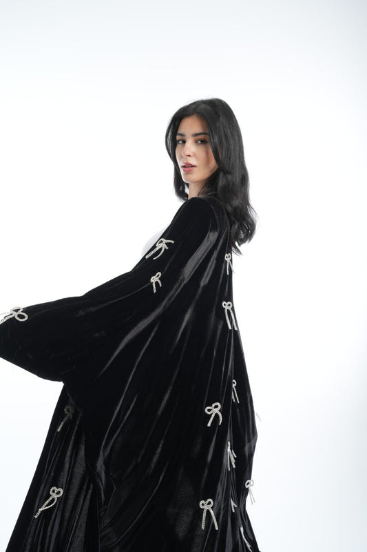 Elegant Black with Bow Accents Abaya