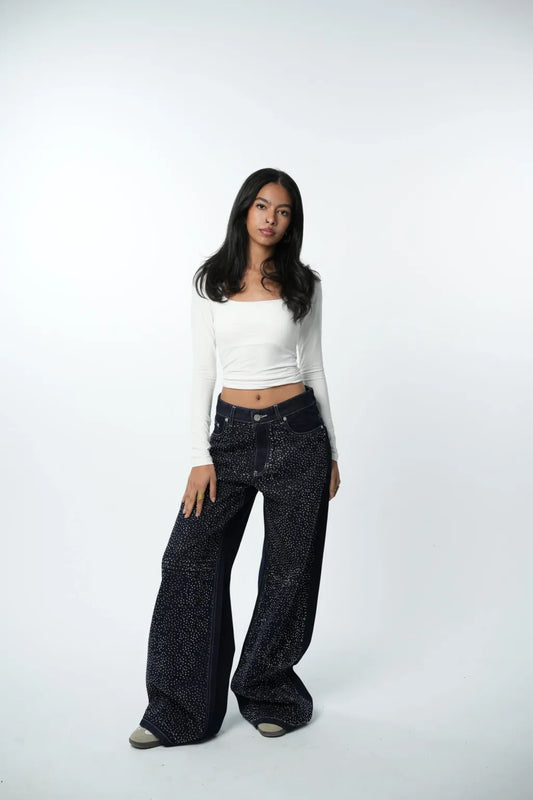 Raw Rhinestone Denim