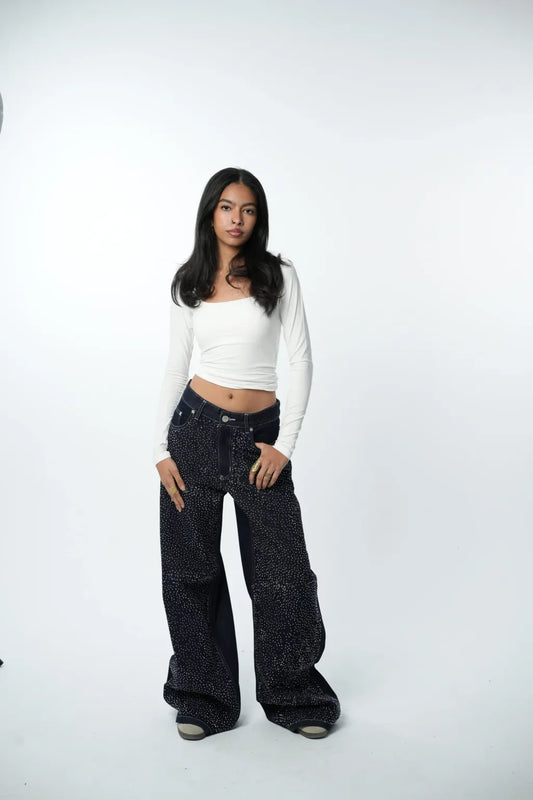 Raw Rhinestone Denim