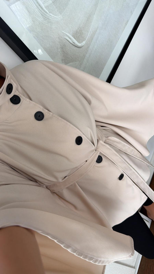 Elara Taupe Belted Cape Jacket