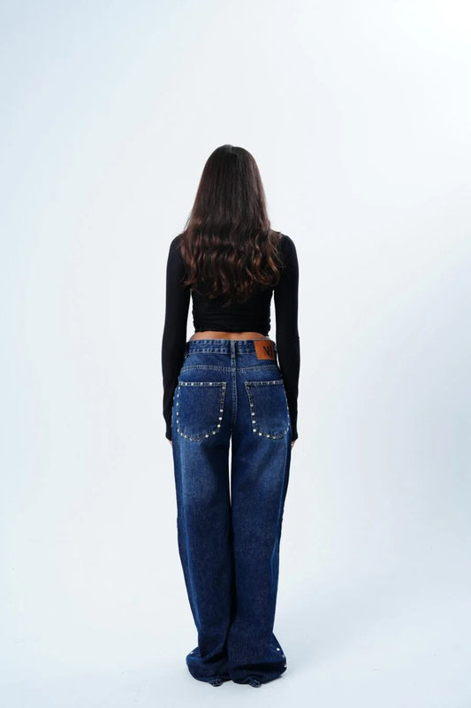 The Blue Raw Studded Jean