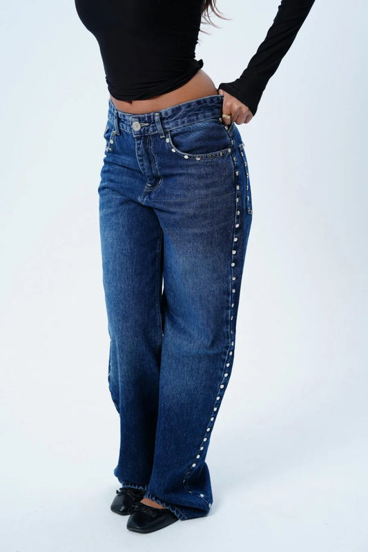 The Blue Raw Studded Jean