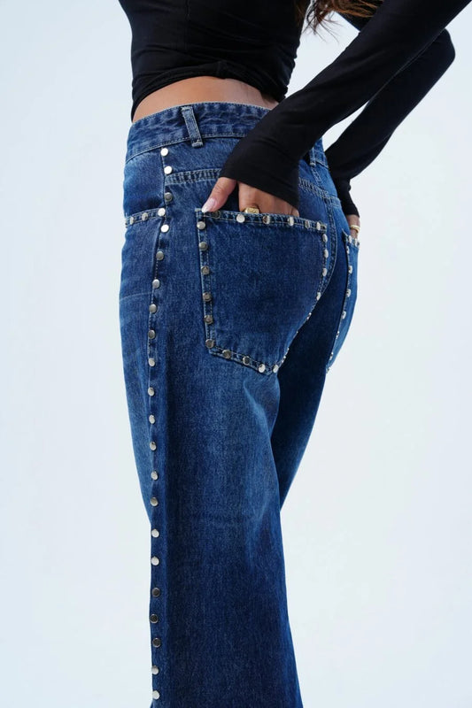 The Blue Raw Studded Jean