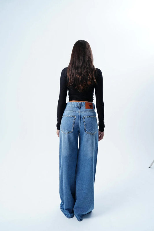 The Light Blue Raw Studded Jean