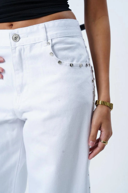 White Studded Jean