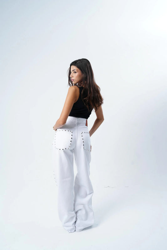 White Studded Jean