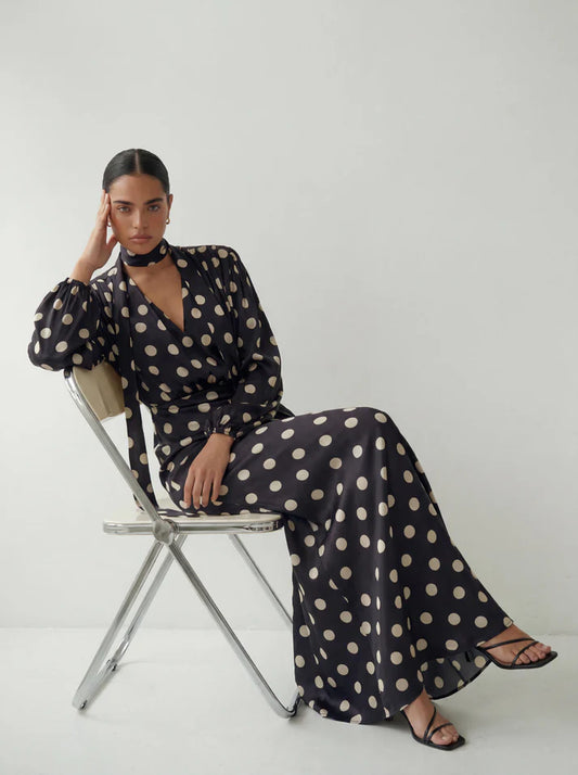 The Polka Black Maxi Dress