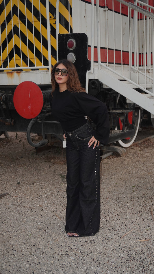 The Black Raw Studded Jean