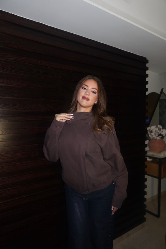 Brown Buca High Collar Bomber Jacket