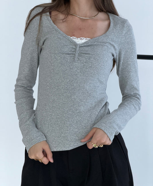 Arverna Lace Peek Ruched Top
